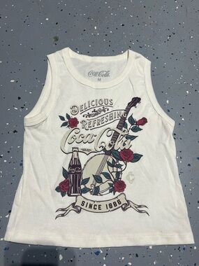 Coca-Cola White Ribbed Logo Tank